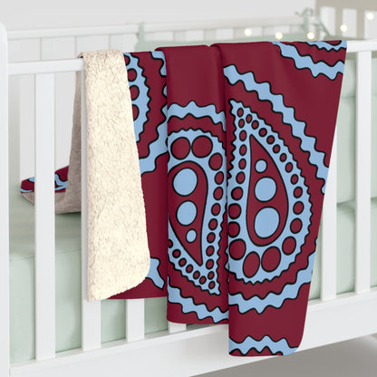 Claret, Blue Retro Paisley Blanket Throw