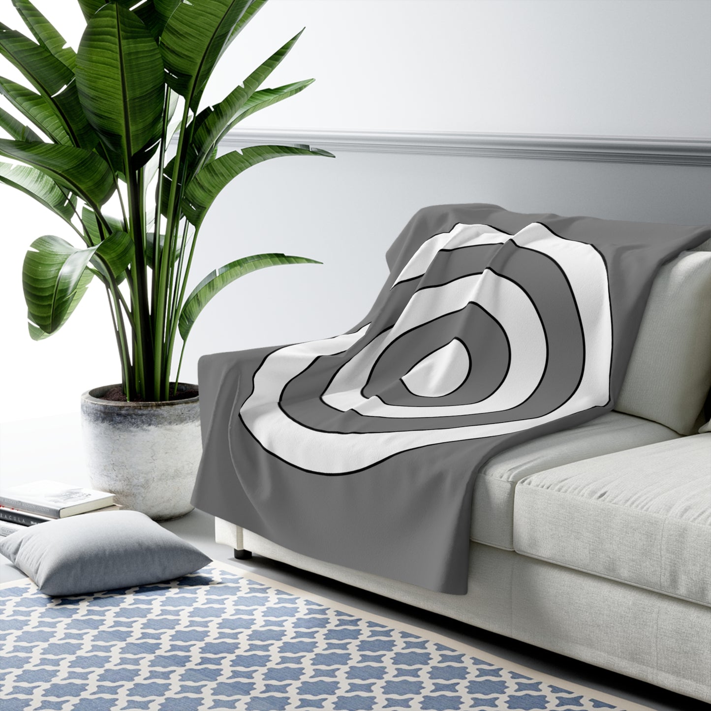 Grey, White Retro Target Blanket Throw
