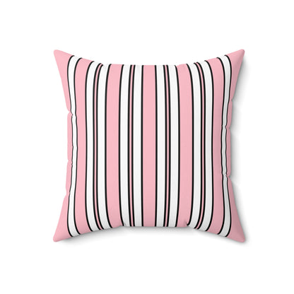 Pink, White Retro Stripes Cushion Pillow