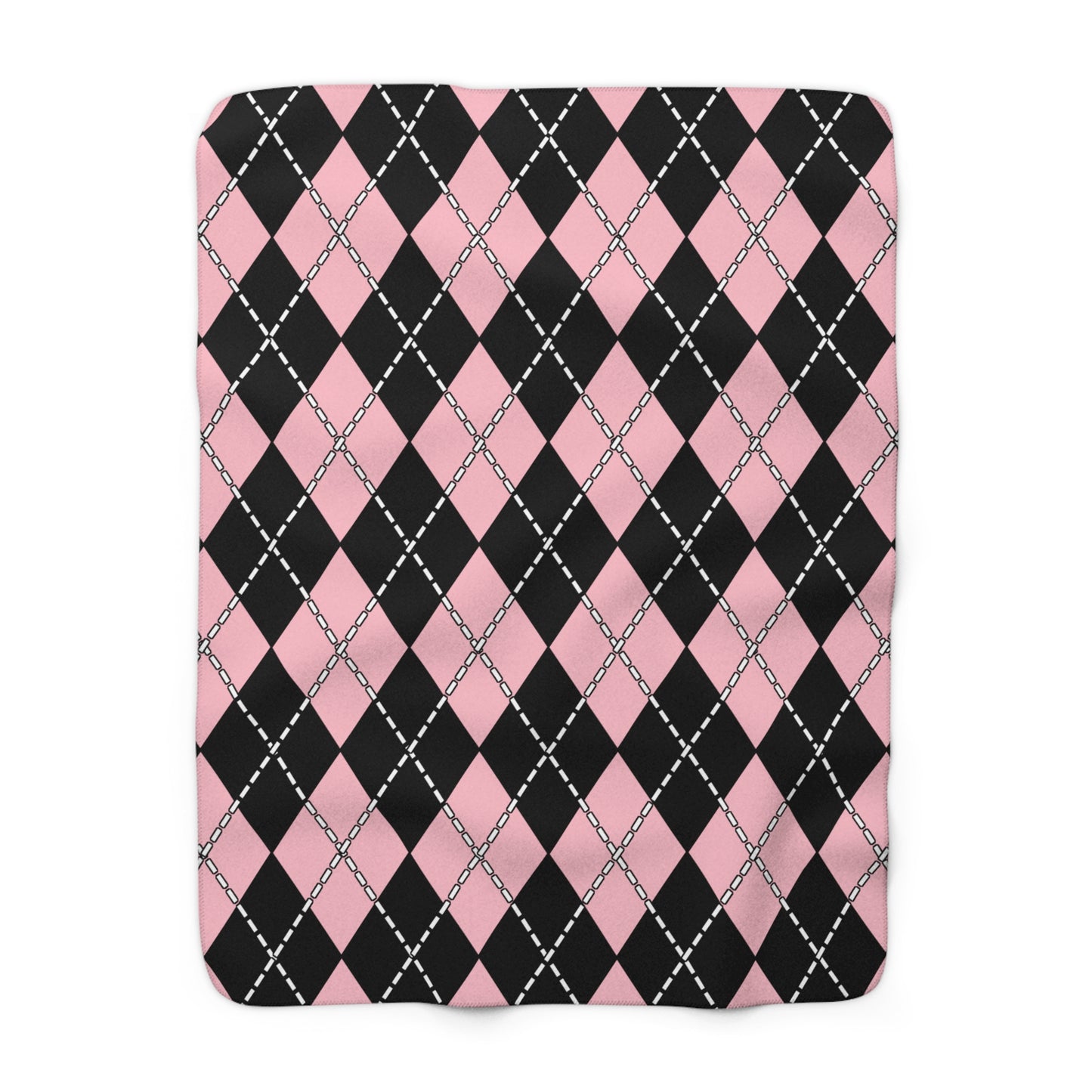 Pink, Black Retro Argyle Blanket Throw