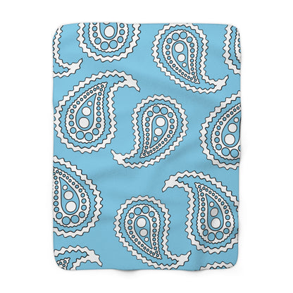 Sky Blue, White Retro Paisley Blanket Throw