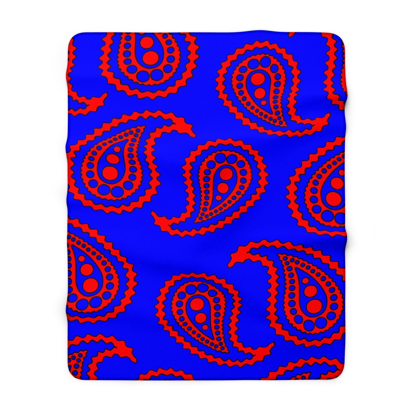 Blue, Red Retro Paisley Blanket Throw