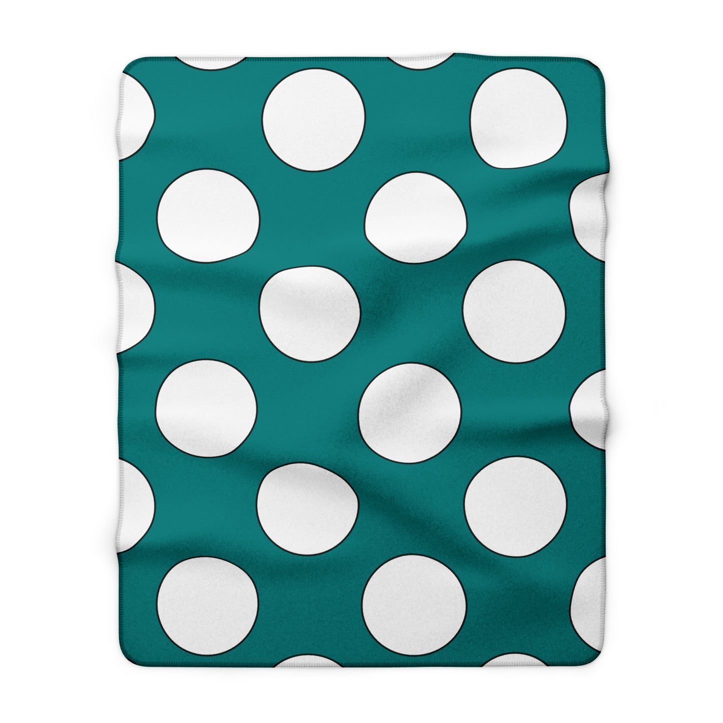 Teal, White Retro Polka Dots Blanket Throw
