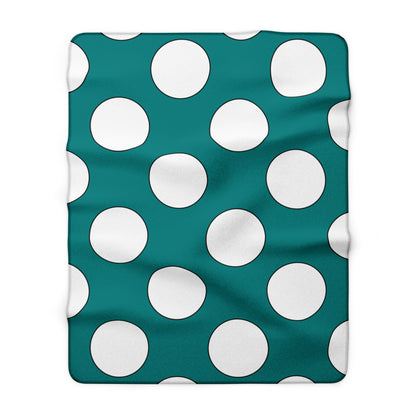 Teal, White Retro Polka Dots Blanket Throw