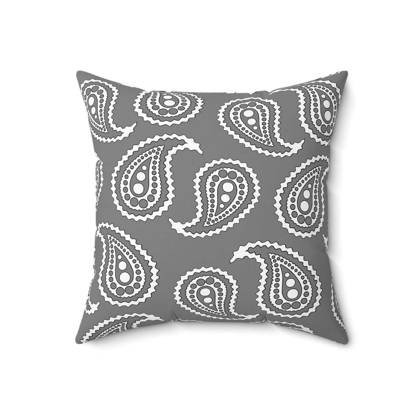 Grey, White Retro Paisley Cushion Pillow