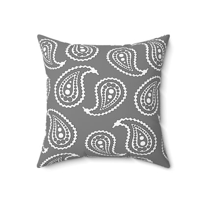 Grey, White Retro Paisley Cushion Pillow
