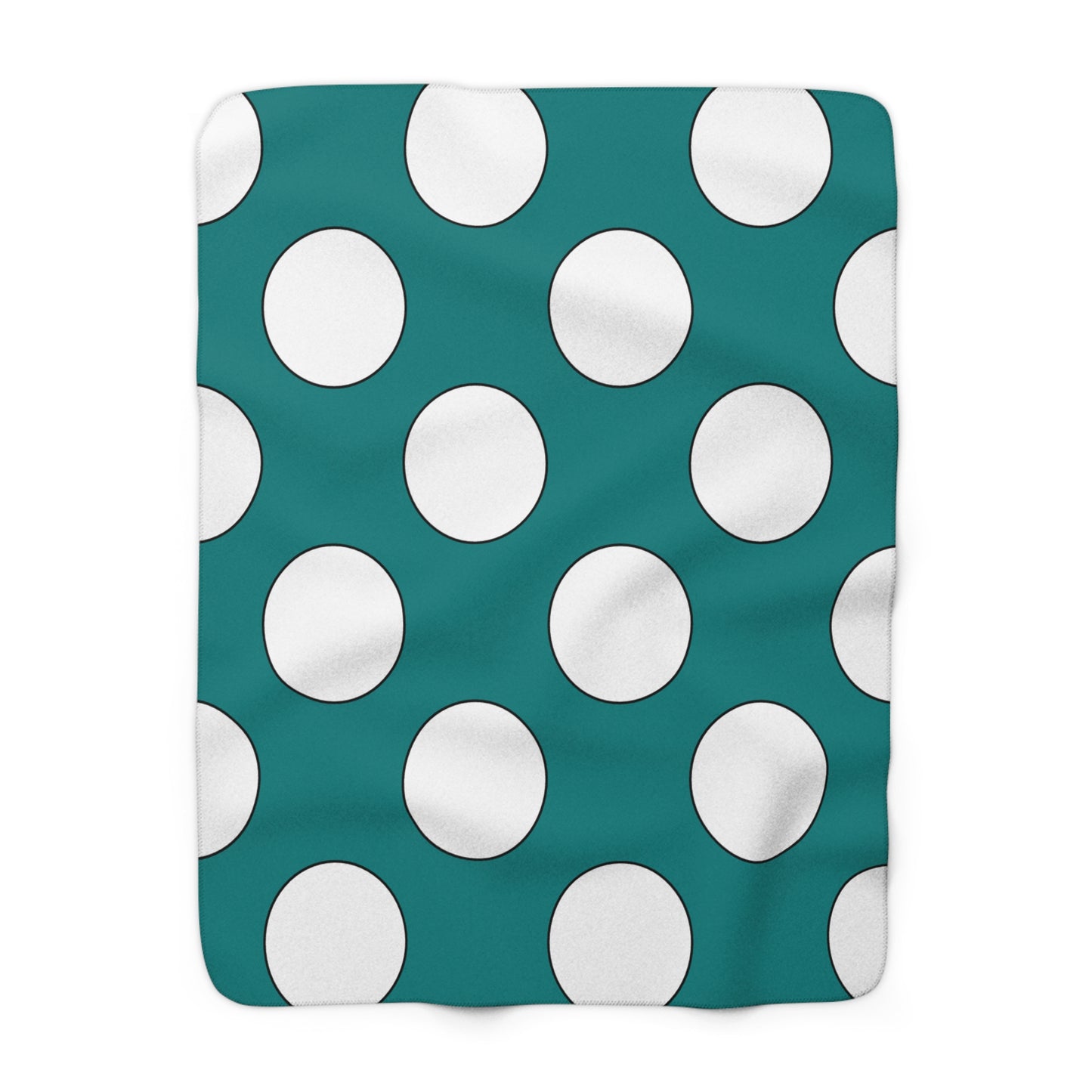 Teal, White Retro Polka Dots Blanket Throw