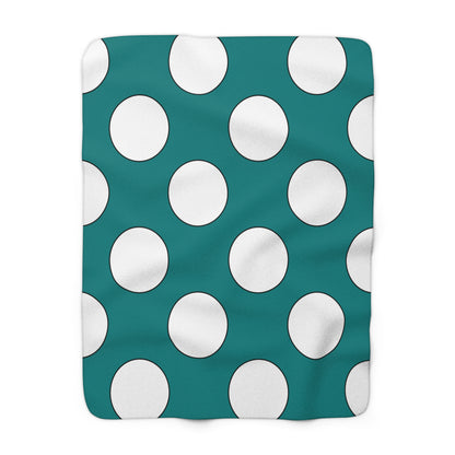 Teal, White Retro Polka Dots Blanket Throw