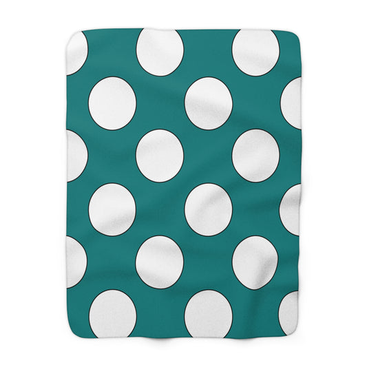 Teal, White Retro Polka Dots Blanket Throw