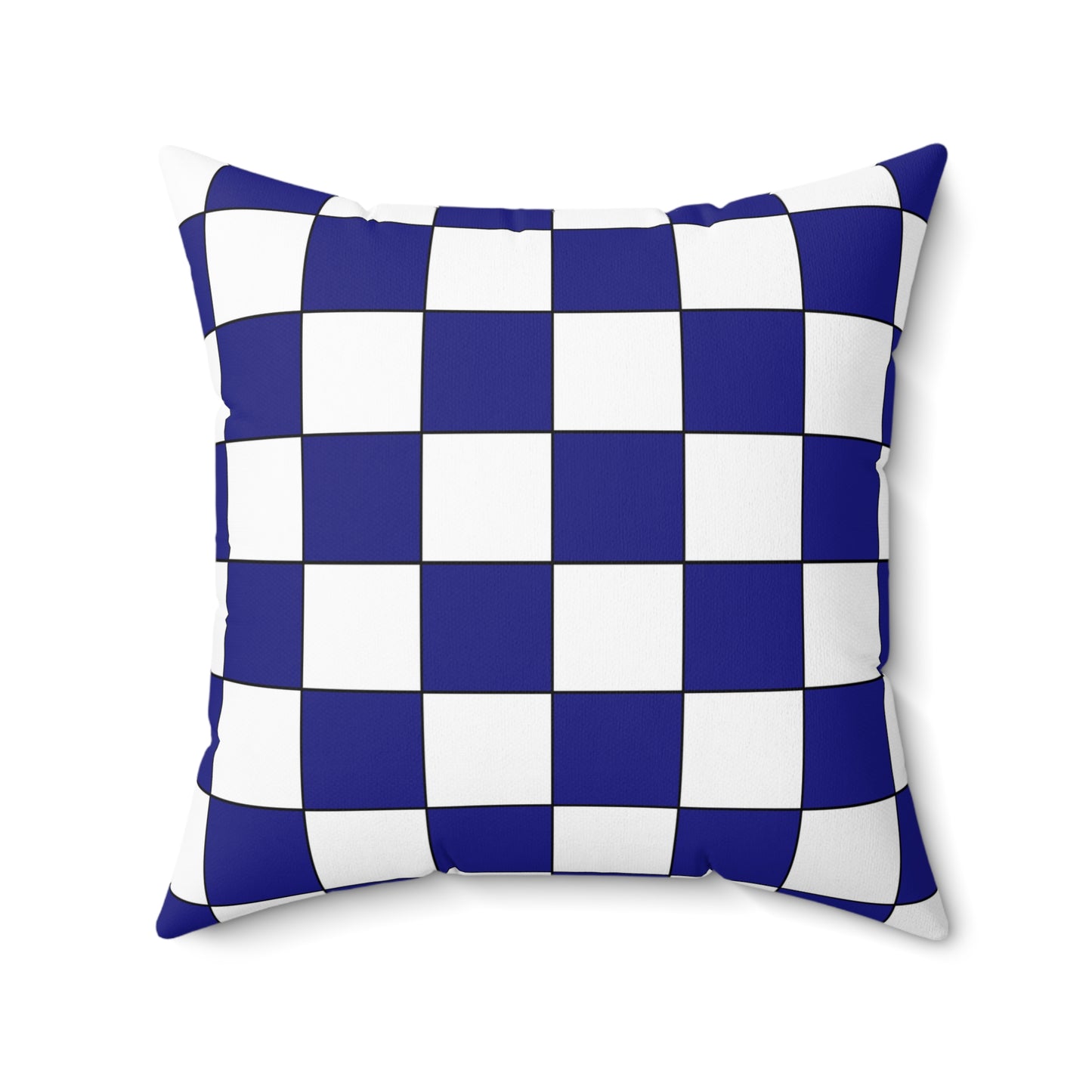 Navy Blue, White Retro Check Cushion Pillow
