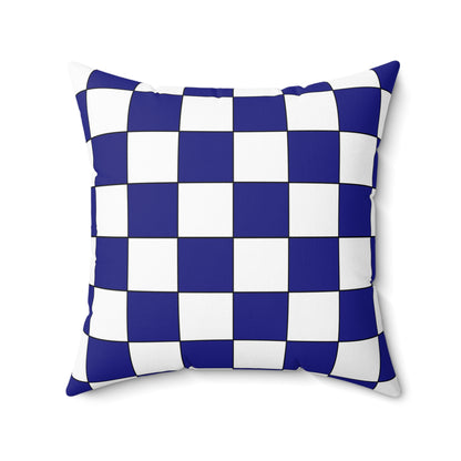 Navy Blue, White Retro Check Cushion Pillow
