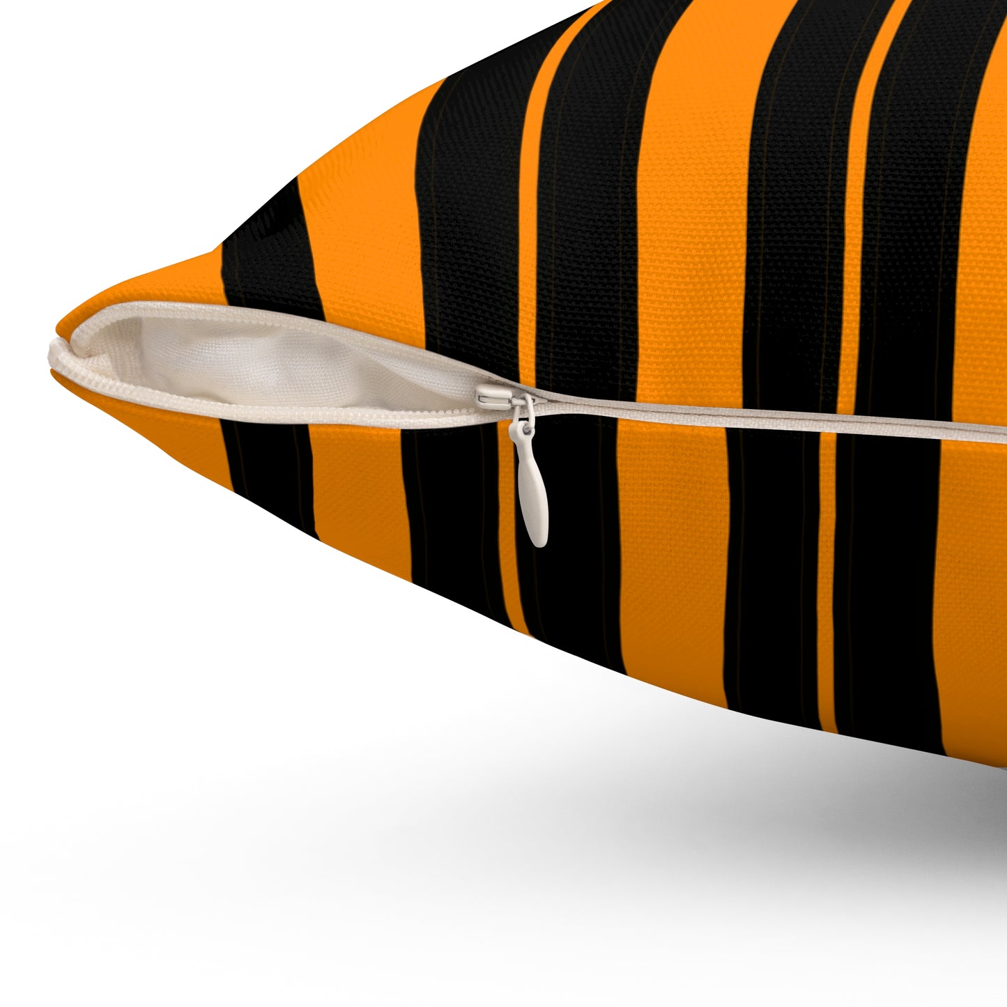 Dark Orange, Black Retro Stripes Cushion Pillow