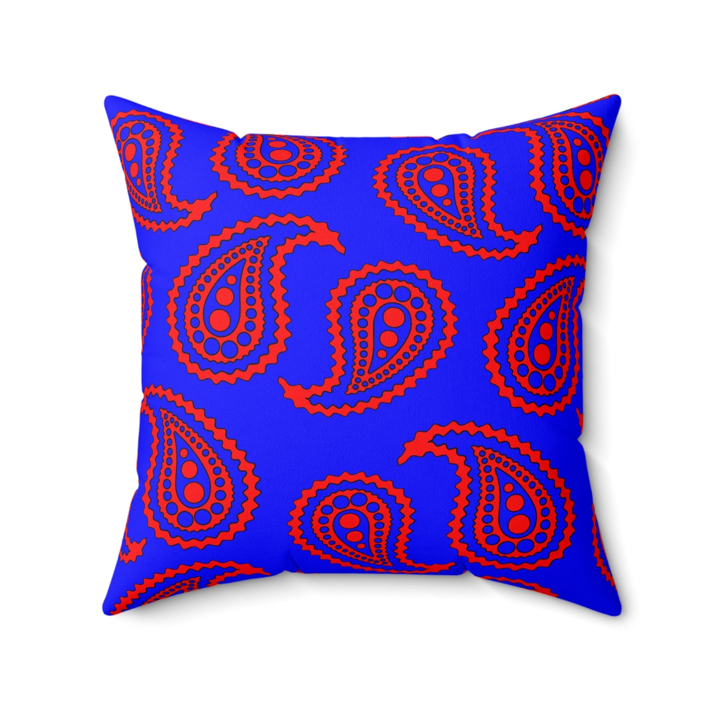 Blue, Red Retro Paisley Cushion Pillow