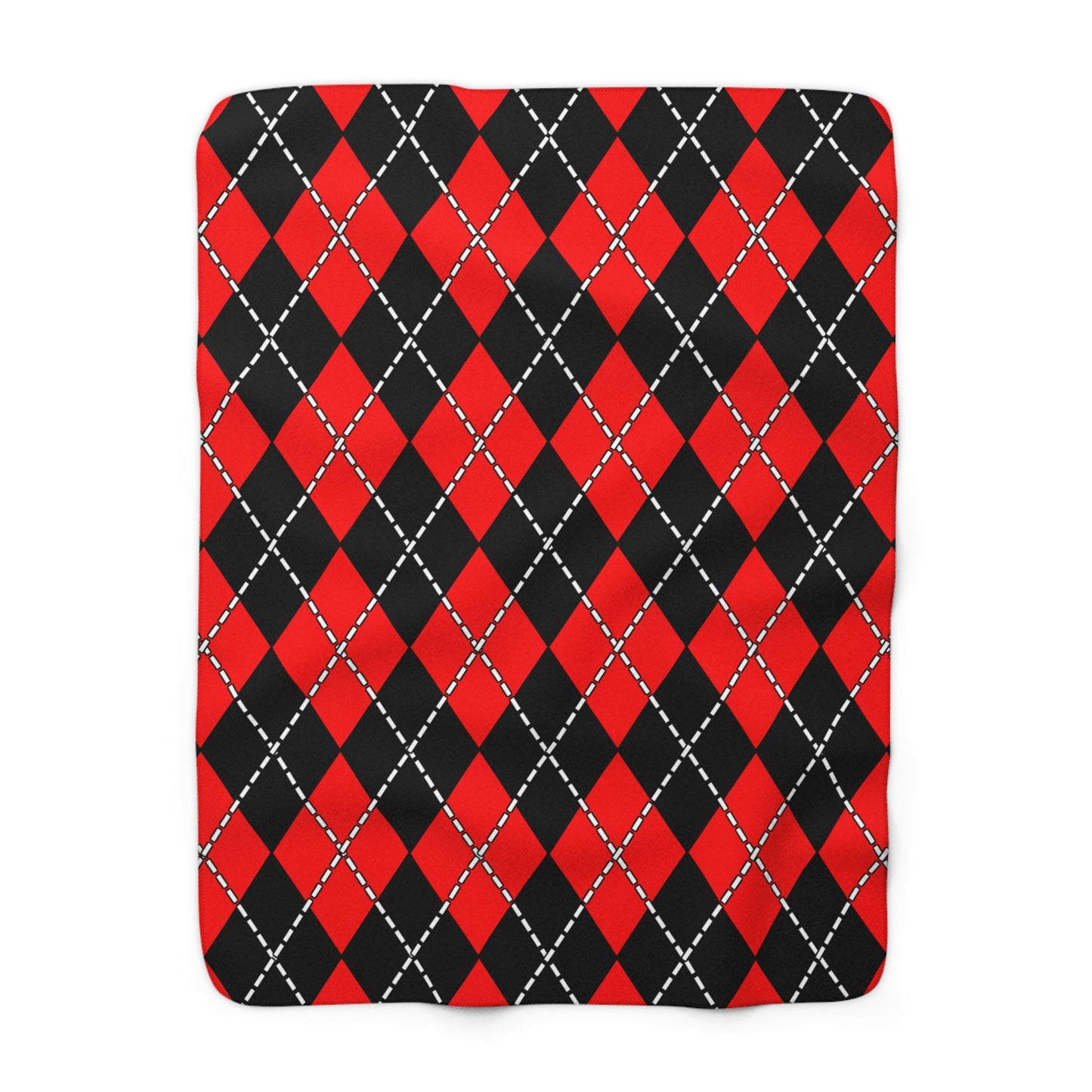 Red, Black Retro Argyle Blanket Throw