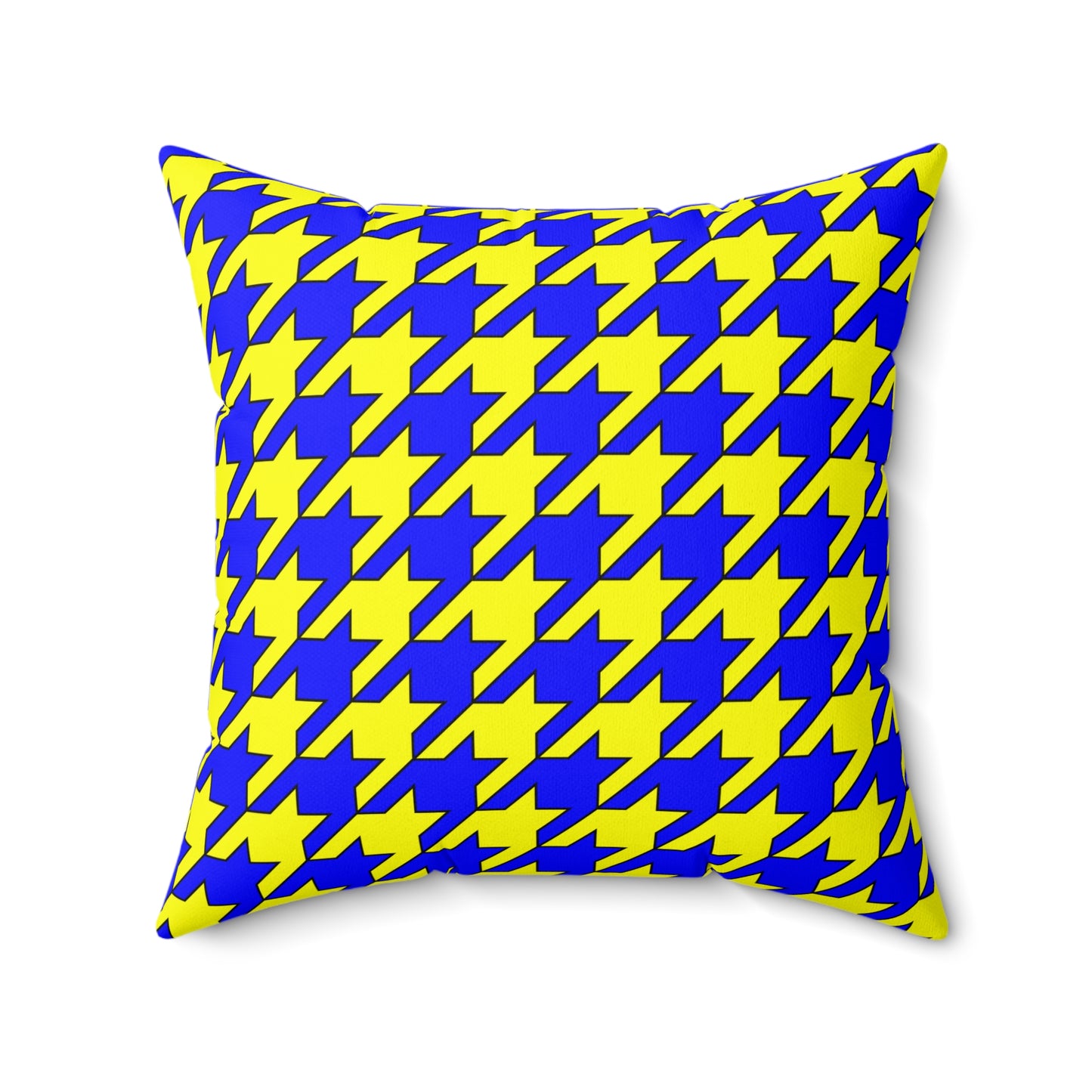 Blue, Yellow Retro Houndstooth Cushion Pillow