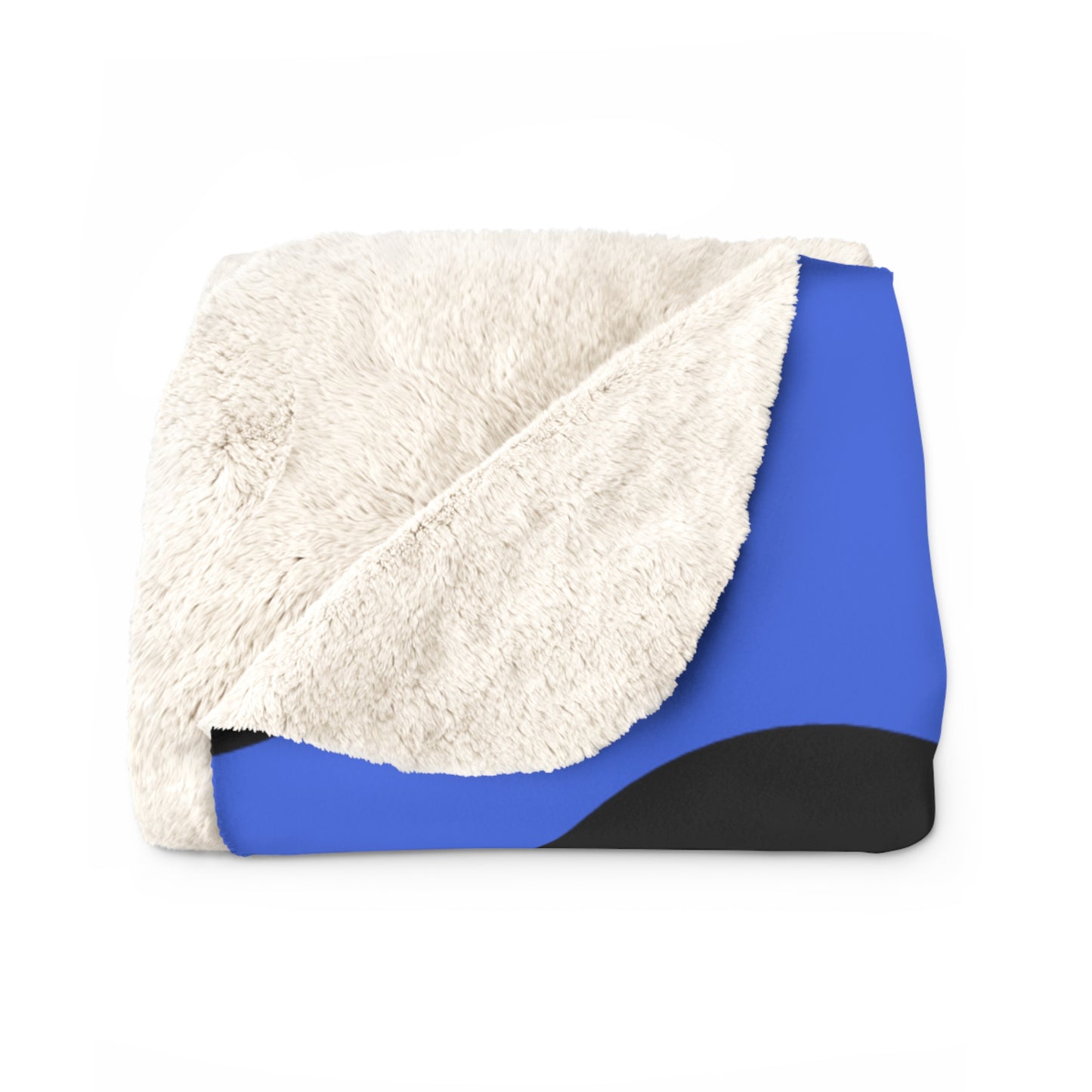 Royal Blue, Black Retro Polka Dots Blanket Throw