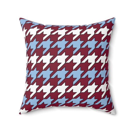 Claret, Blue, White Retro Houndstooth Cushion Pillow