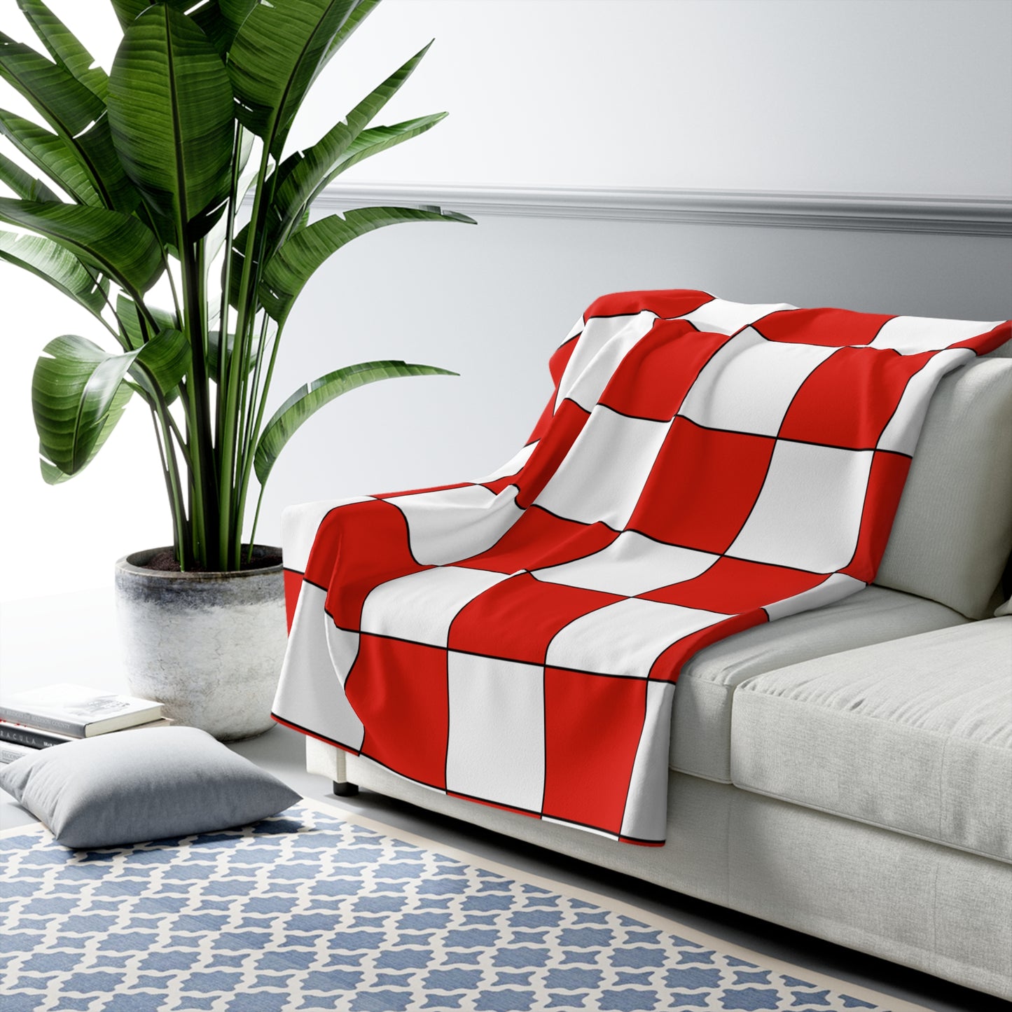 French Polynesia Retro Check Blanket Throw