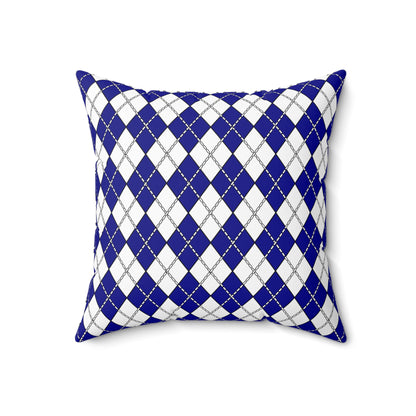 Dark Blue, White Retro Argyle Cushion Pillow