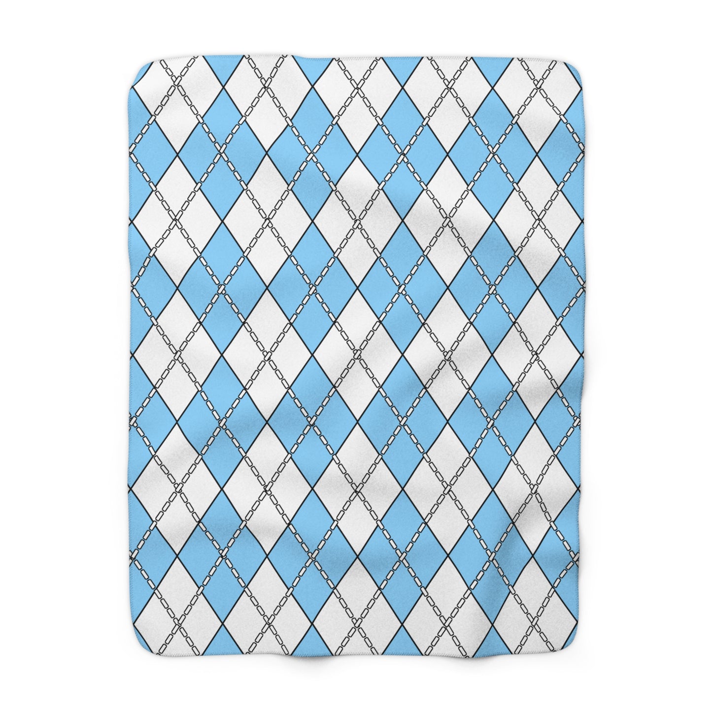 Light Blue, White Retro Argyle Blanket Throw