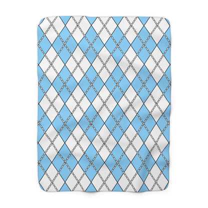 Light Blue, White Retro Argyle Blanket Throw