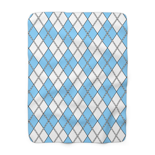 Light Blue, White Retro Argyle Blanket Throw