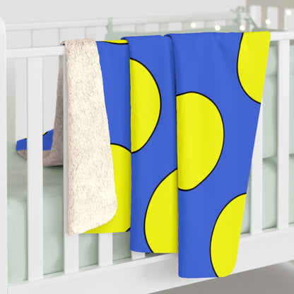 Royal Blue, Yellow Retro Polka Dots Blanket Throw
