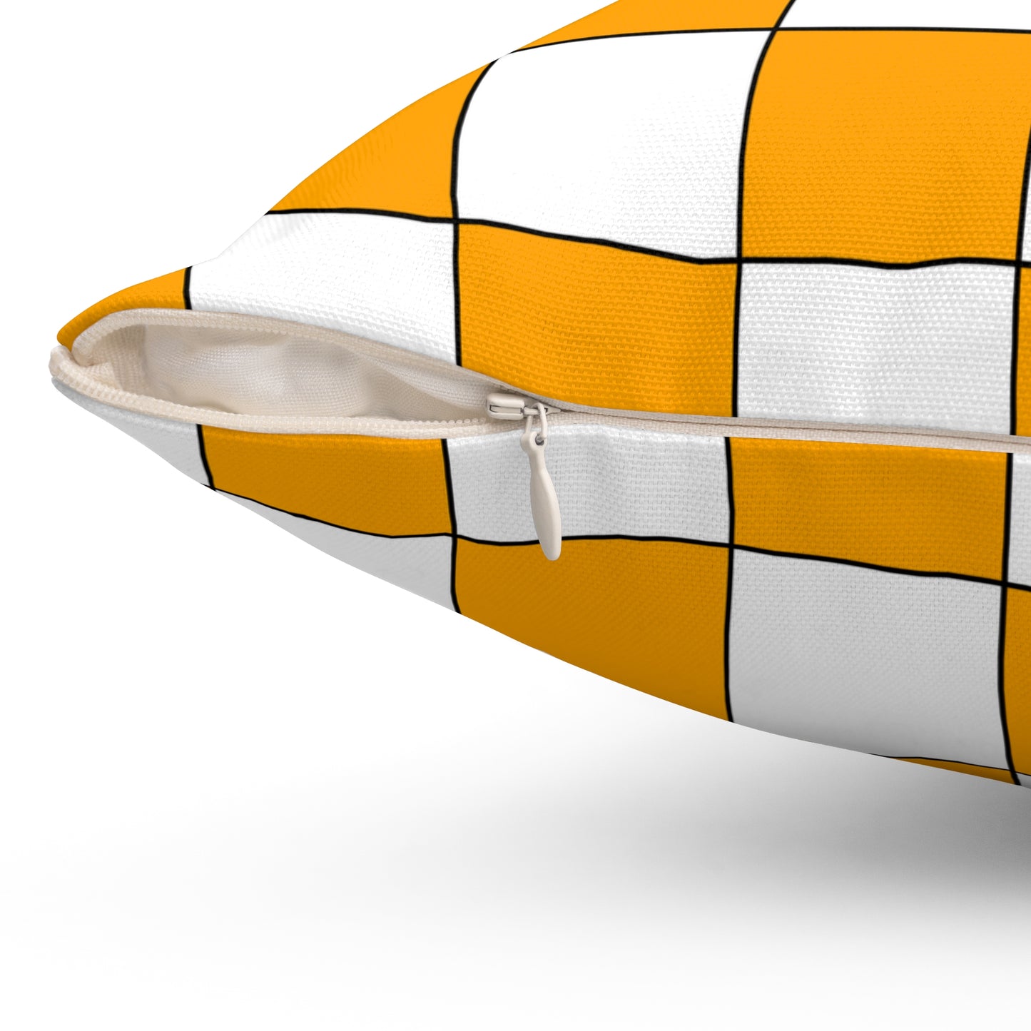 Orange, White Retro Check Cushion Pillow