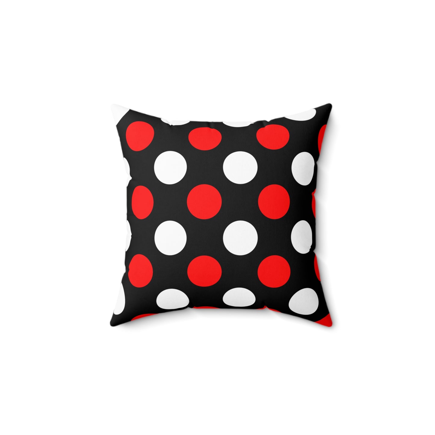 Black, White, Red Retro Polka Dots Cushion Pillow