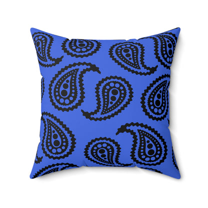 Royal Blue, Black Retro Paisley Cushion Pillow
