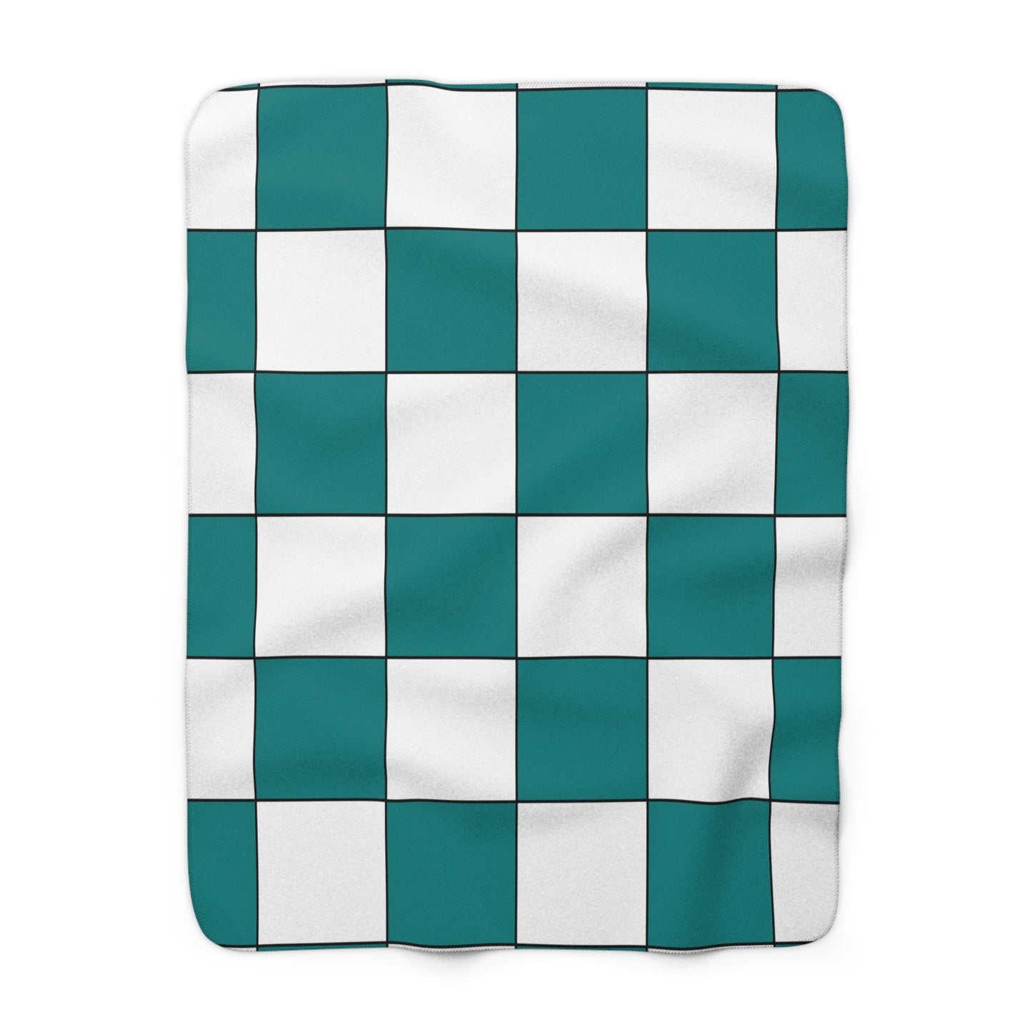 Teal, White Retro Check Blanket Throw