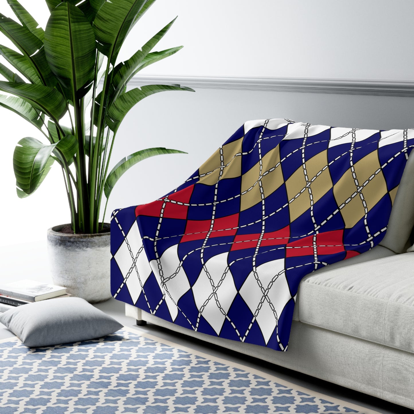 Saint Helena Retro Argyle Blanket Throw