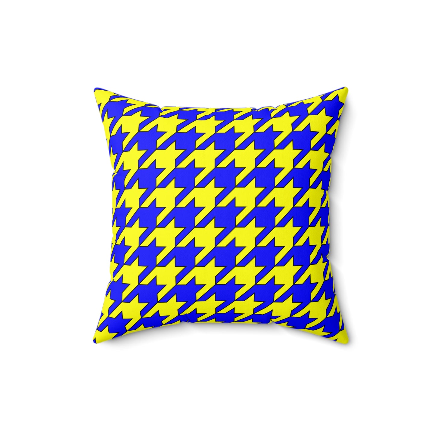 Blue, Yellow Retro Houndstooth Cushion Pillow