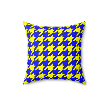 Blue, Yellow Retro Houndstooth Cushion Pillow