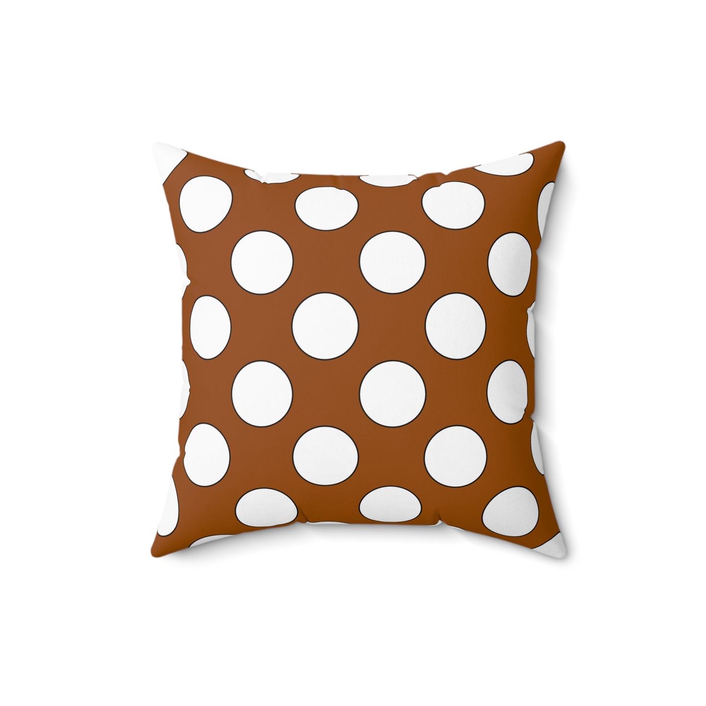 Brown, White Retro Polka Dots Cushion Pillow
