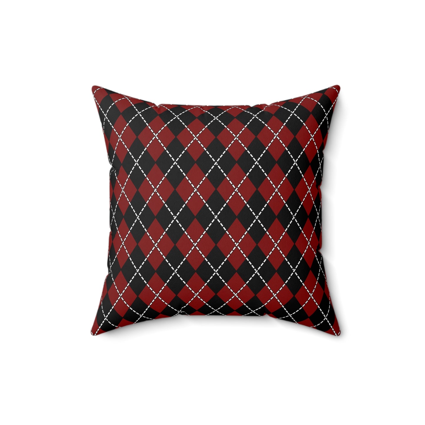 Maroon, Black Retro Argyle Cushion Pillow