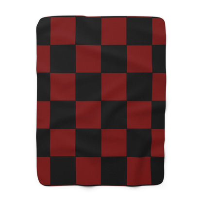 Maroon, Black Retro Check Blanket Throw