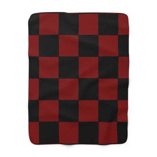 Maroon, Black Retro Check Blanket Throw