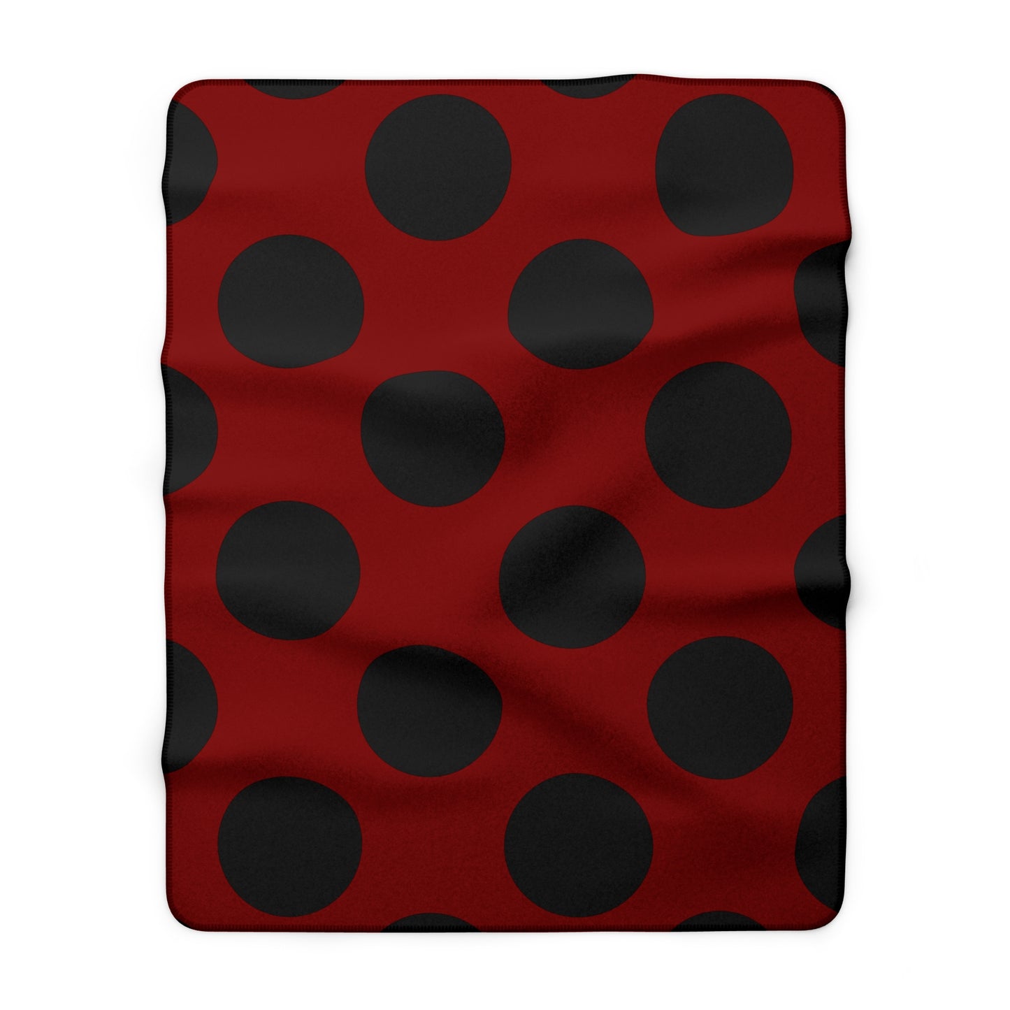 Maroon, Black Retro Polka Dots Blanket Throw