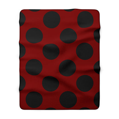 Maroon, Black Retro Polka Dots Blanket Throw