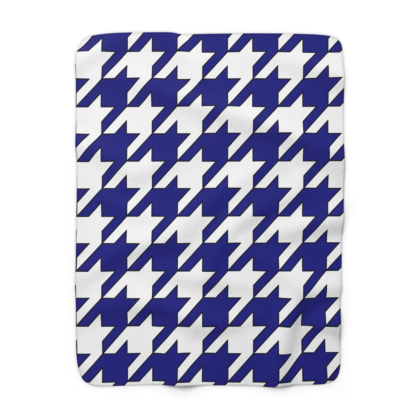 Navy Blue, White Retro Houndstooth Blanket Throw