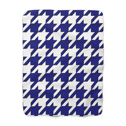 Navy Blue, White Retro Houndstooth Blanket Throw