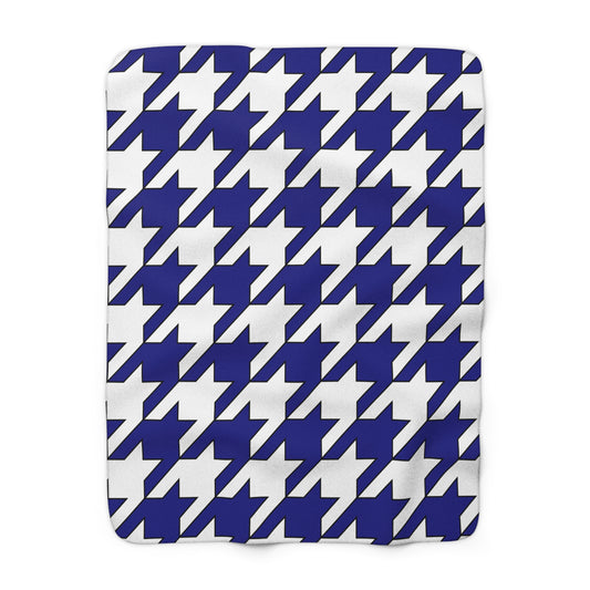 Navy Blue, White Retro Houndstooth Blanket Throw
