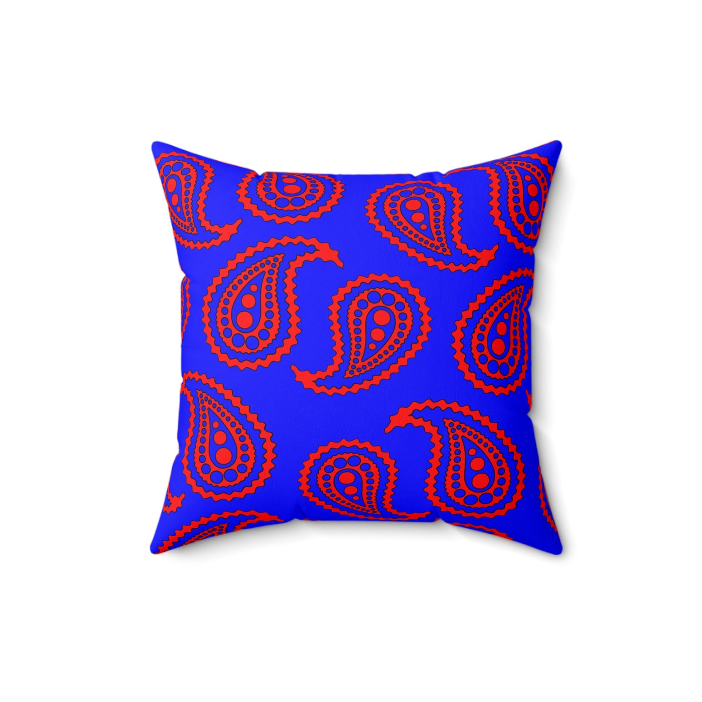 Blue, Red Retro Paisley Cushion Pillow