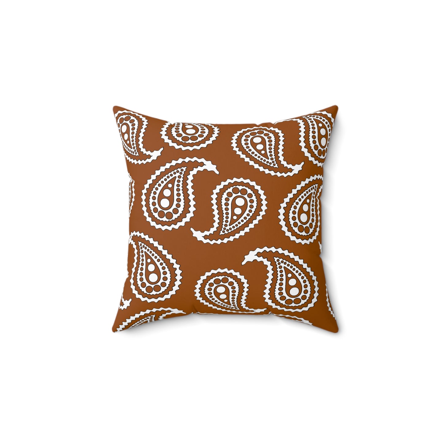 Brown, White Retro Paisley Cushion Pillow
