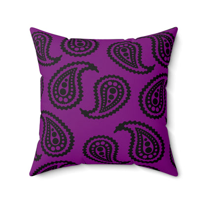 Purple, Black Retro Paisley Cushion Pillow