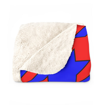 Blue, Red Retro Houndstooth Blanket Throw