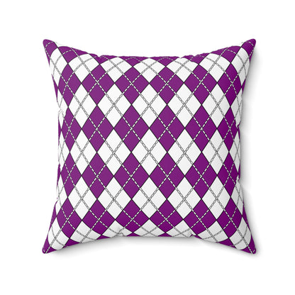 Purple, White Retro Argyle Cushion Pillow