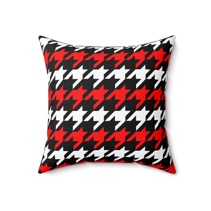 Black, White, Red Retro Houndstooth Cushion Pillow