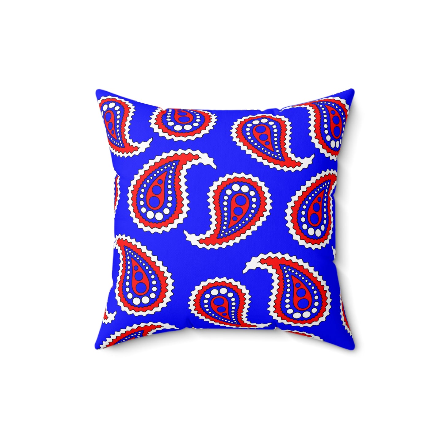 Blue, White, Red Retro Paisley Cushion Pillow